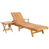 vidaXL Lettino da sole con tavolo Legno di teak solido Marrone