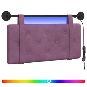 vidaXL Testiera sospesa Con luce LED Viola Velluto