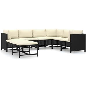 vidaXL Set Divani da Giardino 8 pz con Cuscini in Polyrattan Nero