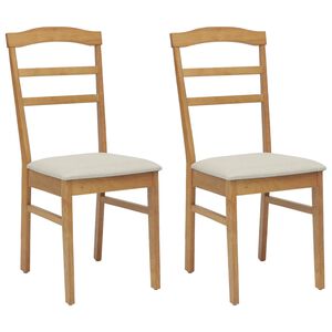 vidaXL Sedia da pranzo 2 pz Legno di gomma solido Naturale e chiaro