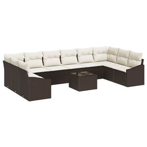 vidaXL Set di divani con cuscino 11 pcs Marrone polyrattan