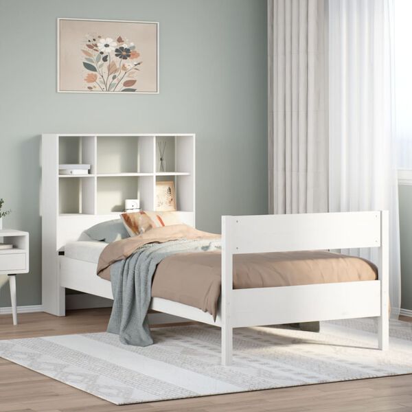 vidaXL Letto Libreria senza Materasso Bianca 90x200 cm Legno di Pino