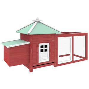 vidaXL Pollaio con Casetta Nidificazione Rosso 190x72x102 cm in Abete