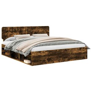 vidaXL Struttura del letto Rovere fum&eacute; 180 x 200 cm Pino massello