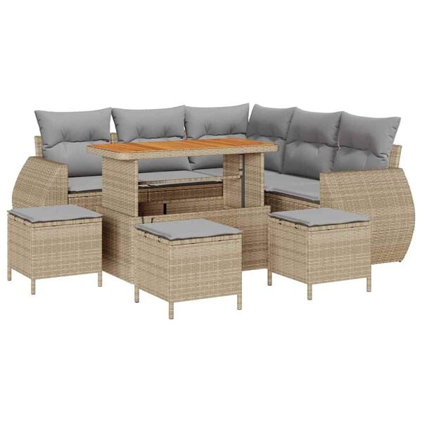 vidaXL Set Divano da Giardino 9 pcs Beige e Grigio Chiaro polyrattan