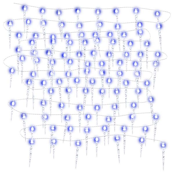 vidaXL Luce Natale a Ghiacciolo 200 LED Blu 20 m Acrilico PVC