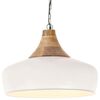 vidaXL Lampadario Industriale Bianco Ferro e Legno Massello 35 cm E27
