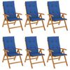 vidaXL Sedie da Giardino Reclinabili con Cuscini 6 pz in Legno di Teak