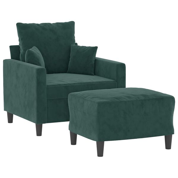vidaXL Poltroncina con Poggiapiedi Verde Scuro 60 cm in Velluto