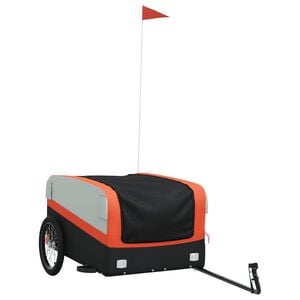 vidaXL Rimorchio da Bici Nero e Arancione 45 kg in Ferro