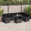 vidaXL Set Divano da Giardino con cuscino 9 pcs Nero polyrattan