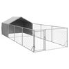 vidaXL Cuccia per Cani da Esterno con Recinto 7x2x1,5m Acciaio Zincato