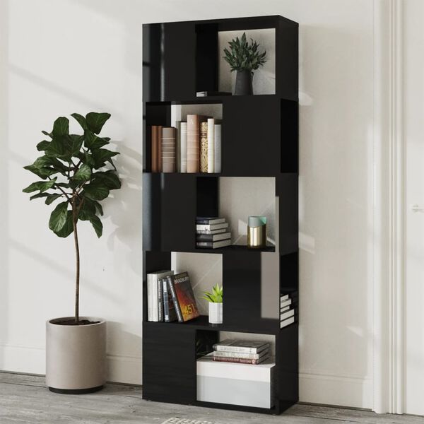 vidaXL Libreria/Divisorio Nero Lucido 60x24x155 cm
