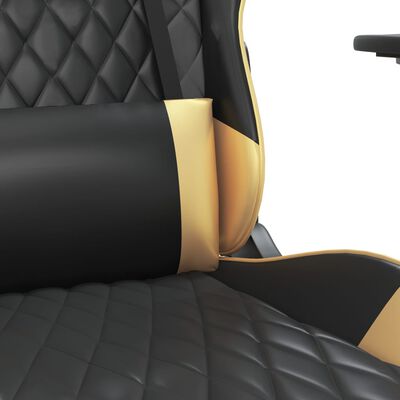 vidaXL Sedia da Gaming Massaggiante Poggiapiedi Nero e Oro Similpelle