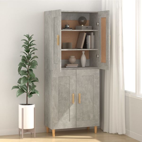 vidaXL Credenza Grigio Cemento 69,5x34x90 cm in Legno Multistrato