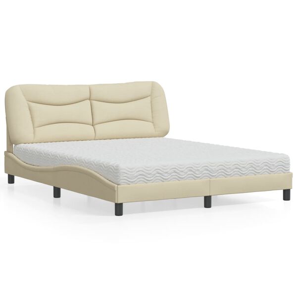 vidaXL Letto con Materasso Hvar Crema 160x200 cm in Tessuto