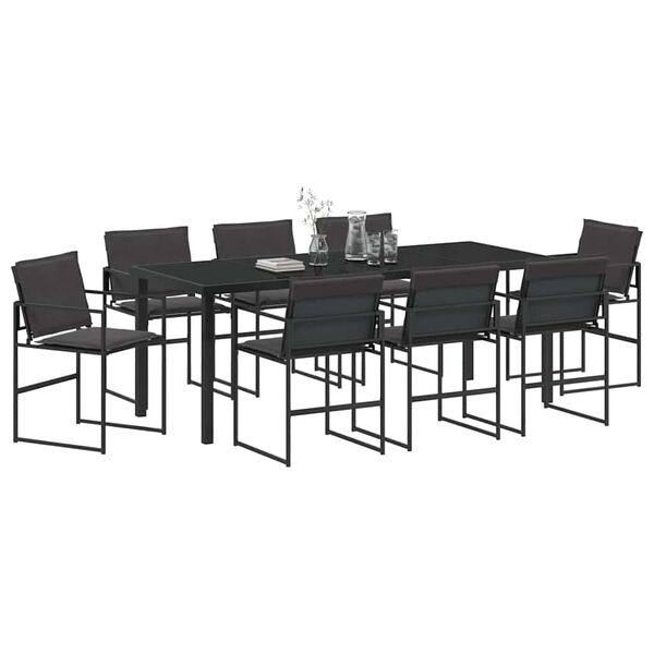 vidaXL Set da Pranzo per Giardino 9 pcs Nero