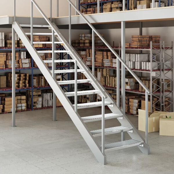 vidaXL Gradino in Griglia 80x24x7 cm Acciaio Zincato