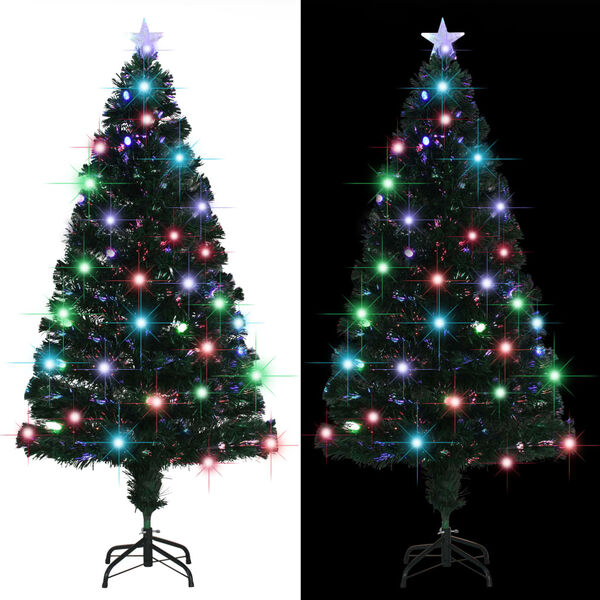 vidaXL Albero di Natale Preilluminato con Supporto e LED 150 cm Fibra Ottica