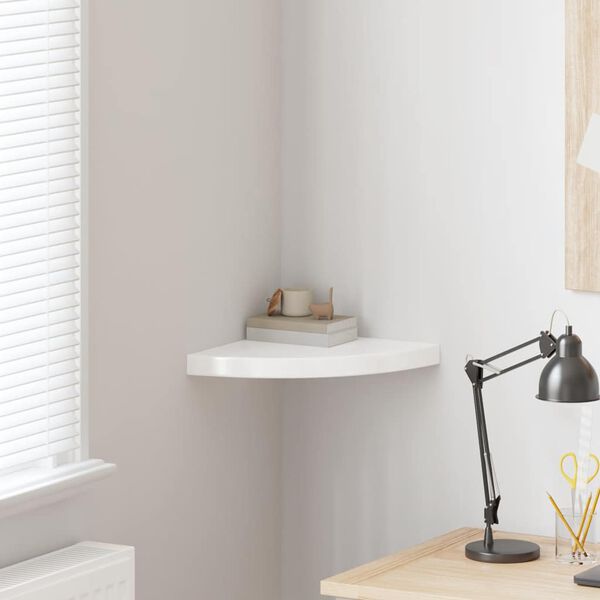 vidaXL Scaffale Angolare a Parete Bianco Lucido 35x35x3,8 cm in MDF