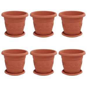 vidaXL Vasi per Piante 6 pcs Rosso Mattone &Oslash; 26 x 21.5 cm Plastica