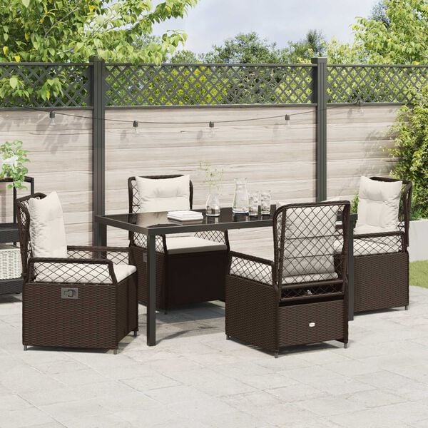 vidaXL Set da Pranzo per Giardino 5 pcs Marrone polyrattan