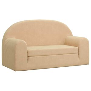 vidaXL Divano Letto per Bambini a 2 Posti Crema in Morbido Peluche