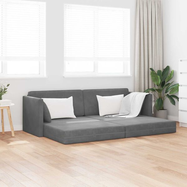 vidaXL Divano-letto da pavimento 200cm Grigio scuro Velluto