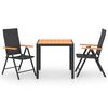 vidaXL Set da Pranzo da Giardino 3 pz Nero e Marrone