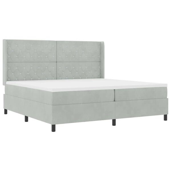vidaXL Letto a molle con materasso Grigio chiaro 200 x 200 cm Velluto