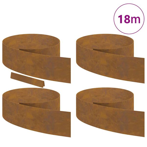 vidaXL Bordura per Prato 4 pcs Ruggine 450 x 0.05 x 15 cm