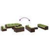 vidaXL Set Divani da Giardino 9 pz con Cuscini in Polyrattan Marrone