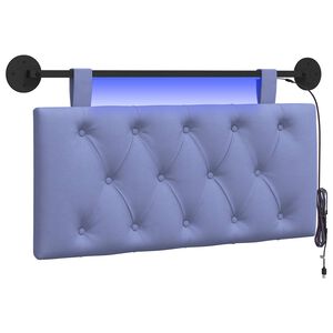vidaXL Testiera sospesa Con luce LED Blu jeans Tessuto