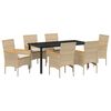 vidaXL Set da Pranzo per Giardino 7 pz Beige polyrattan