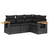vidaXL Set Divani da Giardino 4 pz con Cuscini Nero in Polyrattan