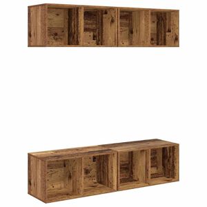 vidaXL Set mobile TV 4 pcs Legno vecchio 37 x 37 x 72 cm