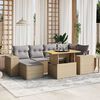 vidaXL Set Divani da Giardino 7 pz con Cuscini Beige in Polyrattan