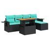 vidaXL Set Divano da Giardino 6 pz con Cuscini Nero in Polyrattan