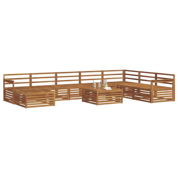 vidaXL Set divani 9 pcs Naturale Legno di Acacia Massello