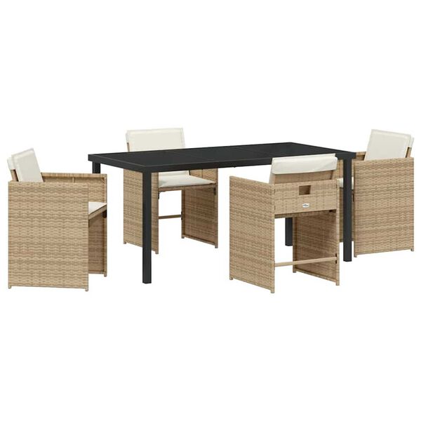 vidaXL Set da Pranzo per Giardino 5 pcs Beige polyrattan