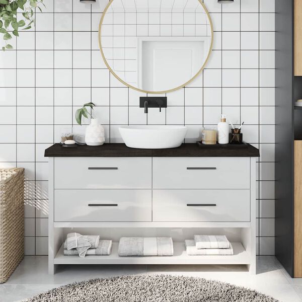 vidaXL Piano Bagno Marrone Scuro 120x30x(2-6)cm Legno Trattato