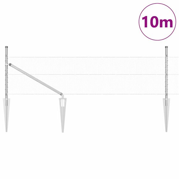 vidaXL Recinzione con pali. Argento 0.4 x 10 m