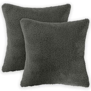 vidaXL Federa 2 pcs HEERLEN Grigio Scuro 30 x 30 cm Boucl&eacute;
