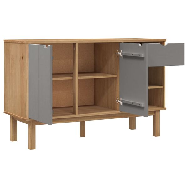vidaXL Credenza OTTA Marrone e Grigio 114x43x73,5 cm in Legno di Pino