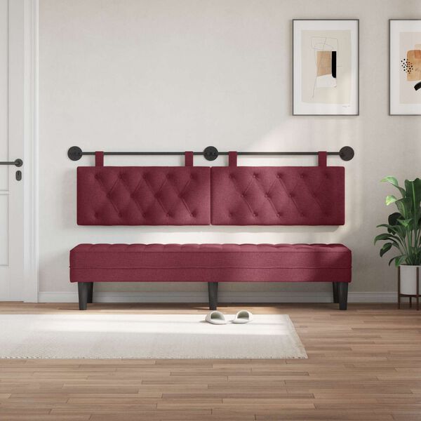 vidaXL Testata appesa Rosso Vino 190 x 55 x 7 cm Tessuto