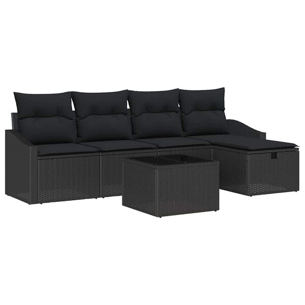 vidaXL Set di divani con cuscino 6 pcs polyrattan