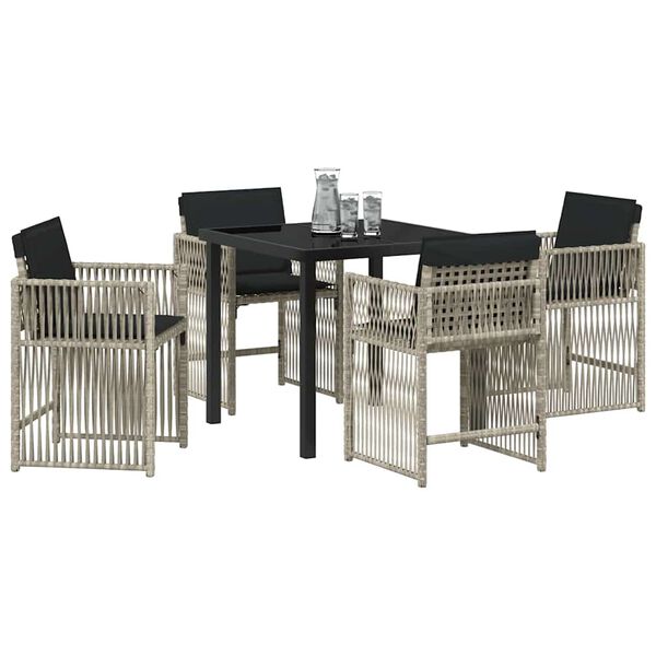 vidaXL Set da Pranzo per Giardino 5 pcs Grigio chiaro polyrattan