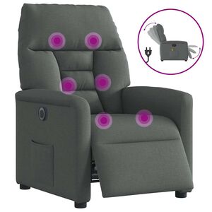 vidaXL Poltrona Reclinabile Massaggio Elettrica Grigio Scuro Tessuto