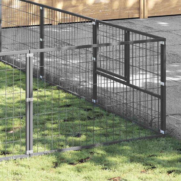 vidaXL Gabbia per Cani Argento 54 m&sup2; in Acciaio