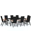 vidaXL Set da Pranzo per Giardino 9 pz con Cuscini Nero